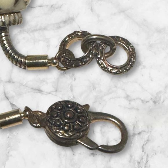 💟💎Vintage Antique Gold and Cream Beaded Bracelet with XL Lobster Claw Clasp - Picture 6 of 14